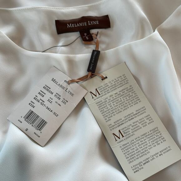 Melanie Lyne Ling Sleeve White Tunic Top Beaded Cuffs Size SP - Picture 10 of 15